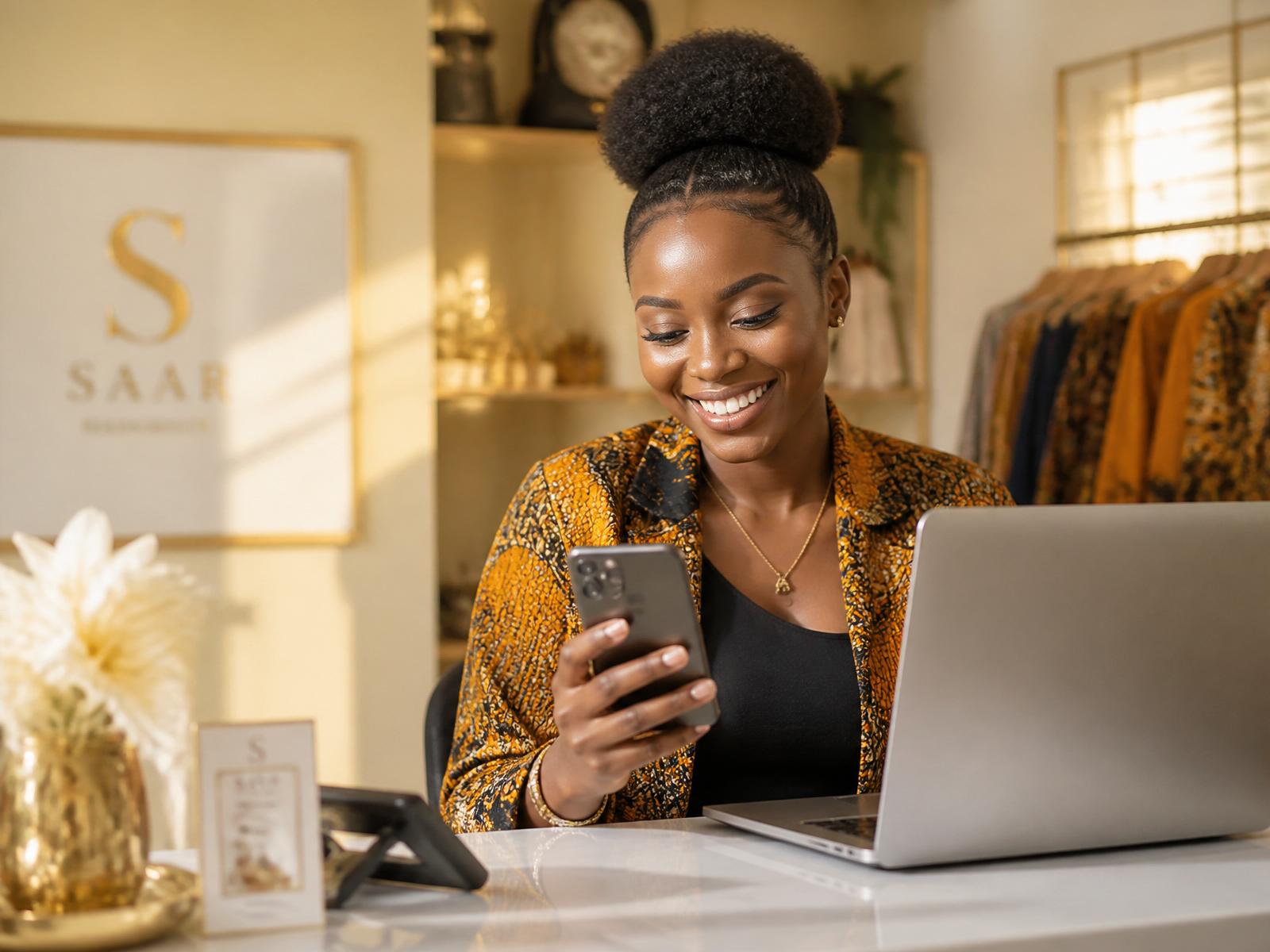 Ghanaian entrepreneur using Techsas tools in her boutique
